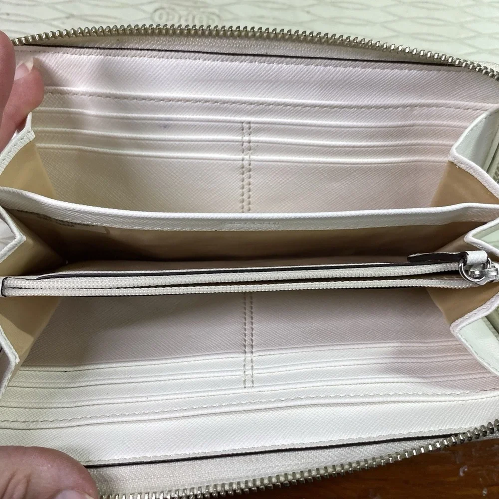 COACH‎ SIGNATURE Jacquard Drawstring Purse matching Wallet Blue&Cream See Straps